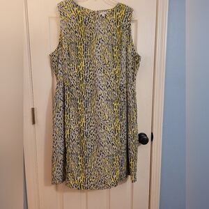 Gray and bright yellow print dress